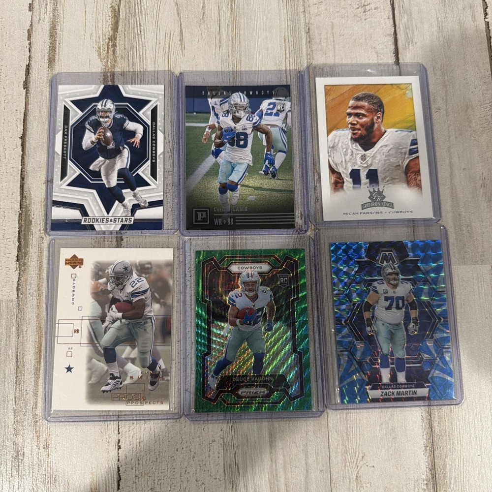 Dallas Cowboys 6 Card Lot Dak Prescott CeeDee Lamb Parsons Deuce Vaughn RC